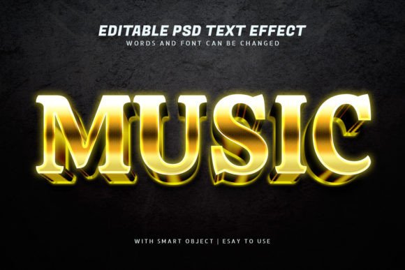 Download Music 3d Yellow Gradient Text Effect - Music Collection