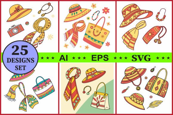 Download Fashionable Summer Accessories Vector - Fashionable Collection