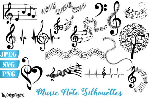 Download Music Note Silhouettes SVG Sublimation - Music Collection