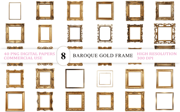 Download Elegant Baroque Gold Frame PNG - Baroque Collection