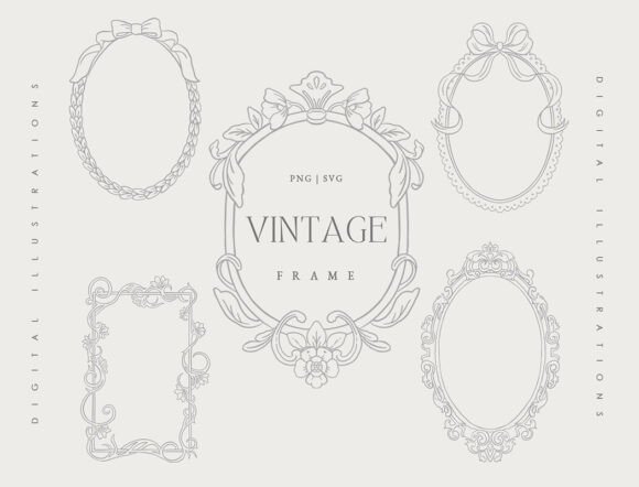 Download 5 Vintage Baroque Frames SVG - Baroque Collection