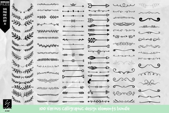 Download Various Calligraphic Design Elements Set - Graphic design Collection