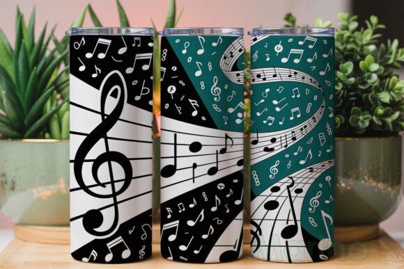 Download Dynamic Music Notes Teal Black Tumbler - Music Collection