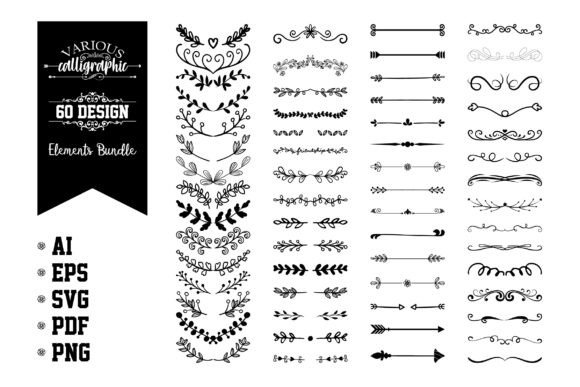 Download Various Calligraphic Design Elements Set - Graphic design Collection